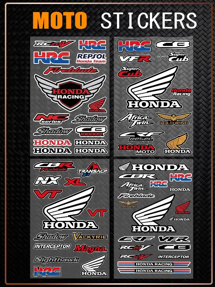 

FOR HONDA RACING All Purpose Reflective Waterproof Scratch Blocker Decal Car Bike Helmet Cup Refrigerator Decorative Stickers
