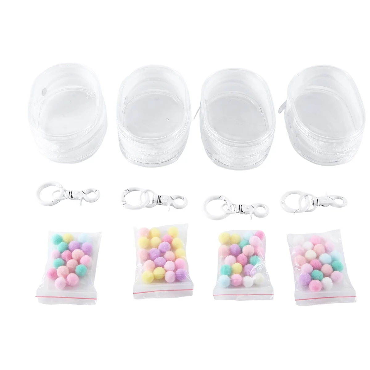 

ABP-4PCS Jewelry Organizer Transparent Storage Box Pouch Box Keychain Bag Storage Case Thicken Wallet Cute Doll Bag, C