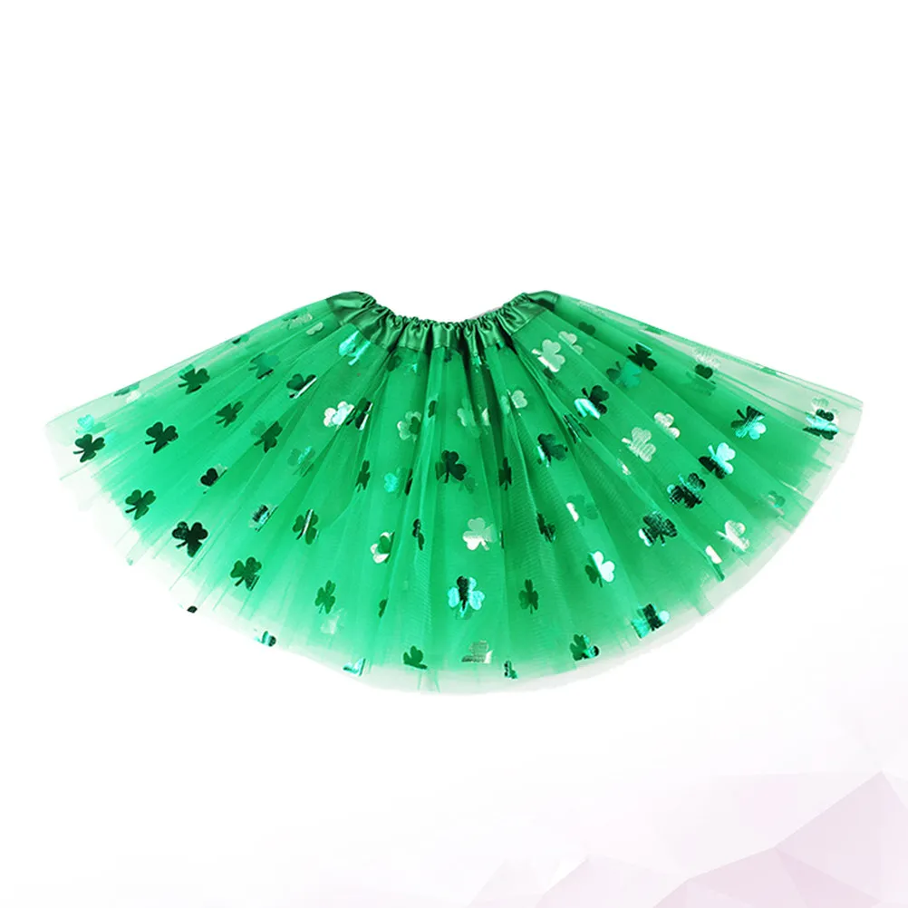 1Pcs Shamrock Tutu Skirt Girls Premium Soft Elastic Waist Green Festival Dress Saint Patrick Day Ballerina Tutu Skirt 30Cm