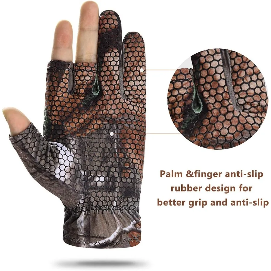 قفازات صيد مموهة بدون أصابع، قفازات احترافية مضادة للانزلاق للحماية من الشمس، خفيفة الوزن، ملحقات رماية الصيد في الهواء الطلق