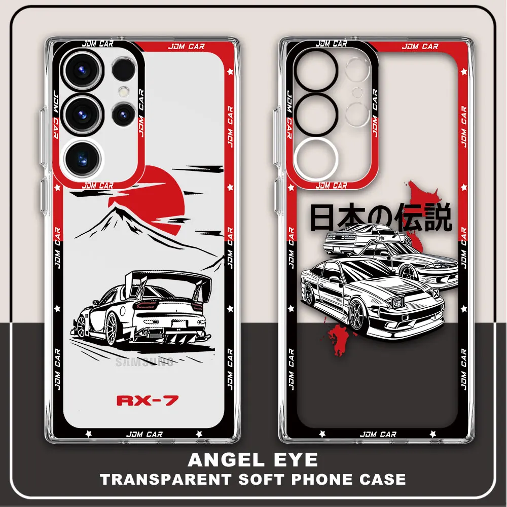 Japanese JDM Drift Car Red Sun Phone Case for Samsung Galaxy S23 Ultra S24 Ultra Note 20 Ultra 10 S22 S20 FE S21 S10 TPU Cover