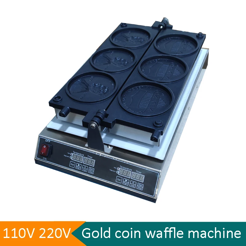 

Commercial 1 Cent Amercian Coin Bread Waffle Machine Hot Sale Cheese Cartoon Coin Scones Waffle Maker Round Shape Waffle Machine