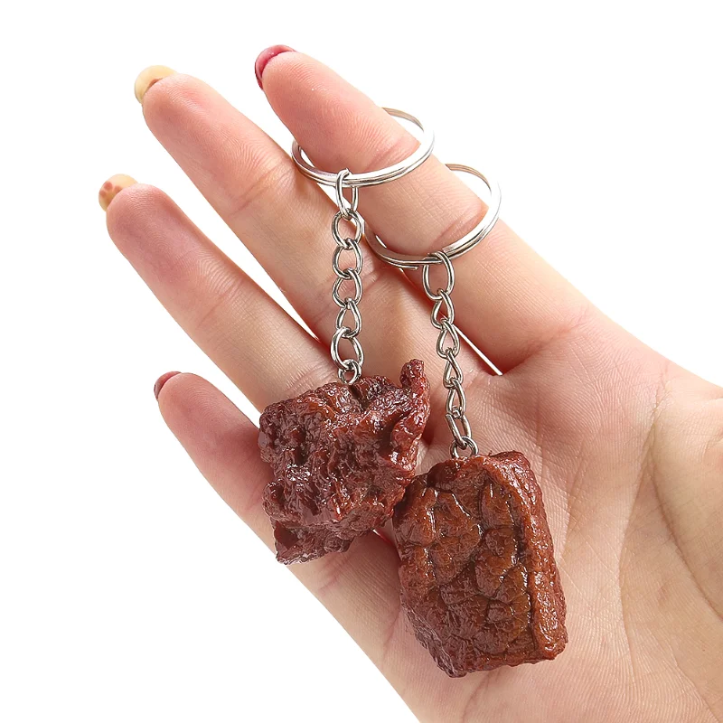 مضاهاة لحم البقر المطهو ببطء لحم الخنزير البلاستيكية الراتنج المفاتيح مضحك وهمية الغذاء استرخى سحر قلادة الهدايا الطبخ مطعم