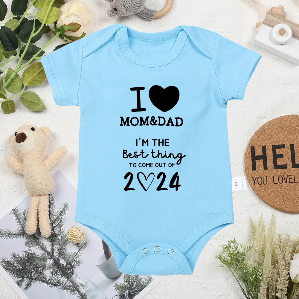 I LOVE MOM&DAD 2024 Baby Boy Girl Clothes Cozy Infant Outfits Surprise Gift Pregnancy Announcement Newborn Oneses Cotton Romper