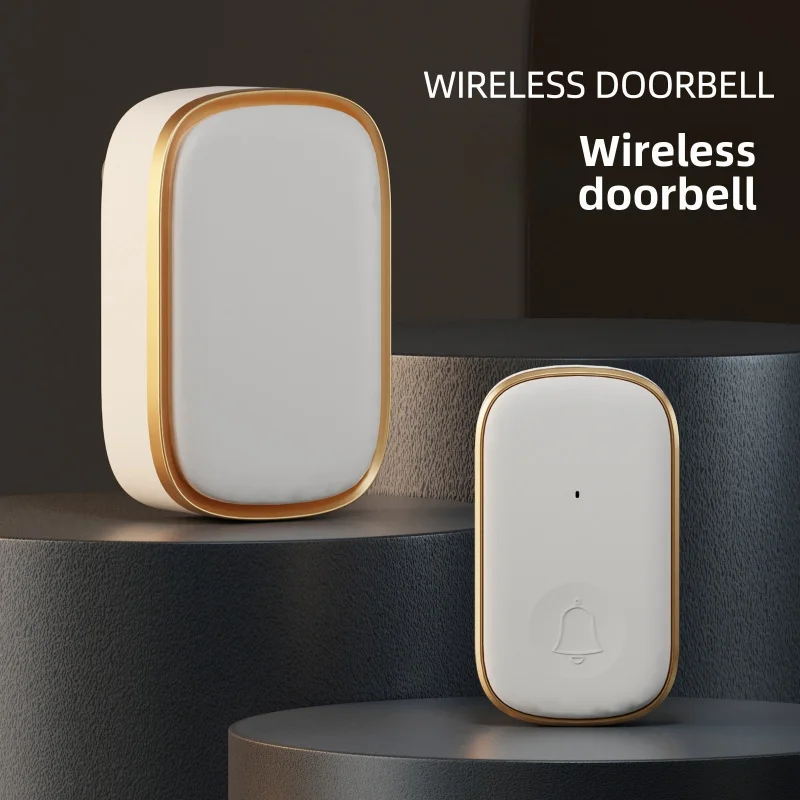 Wireless Doorbell 1 Transmitter 2 Receiver Custom Ringtone Waterproof Chime No Drill Pager Elderly Pregnant Disabled