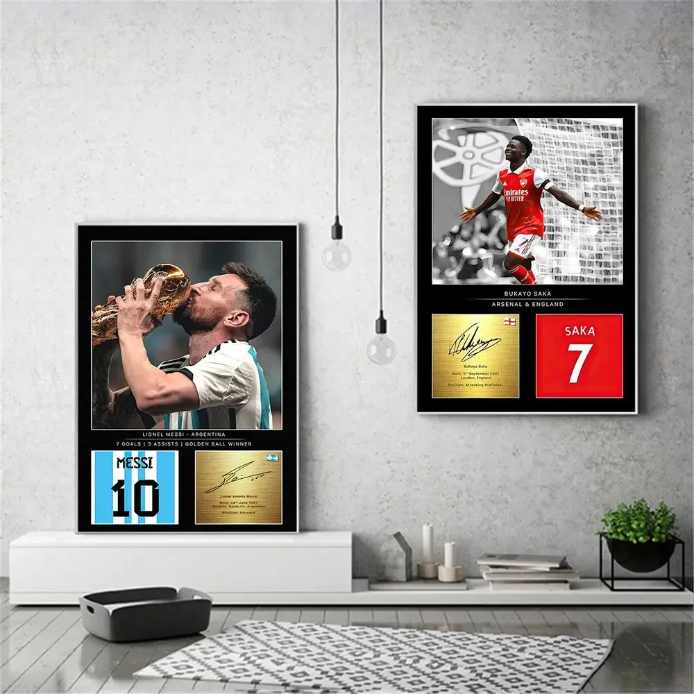 Football Legends Star Signature Posters Print Super Soccer Star Canvas Painting Wall Art Inspirational Picture Living Room Decor