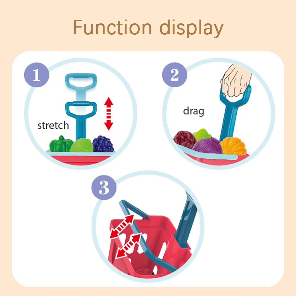Carrinho de supermercado para crianças, Baby Play House, Brinquedos para frutas e vegetais, Meninos e meninas