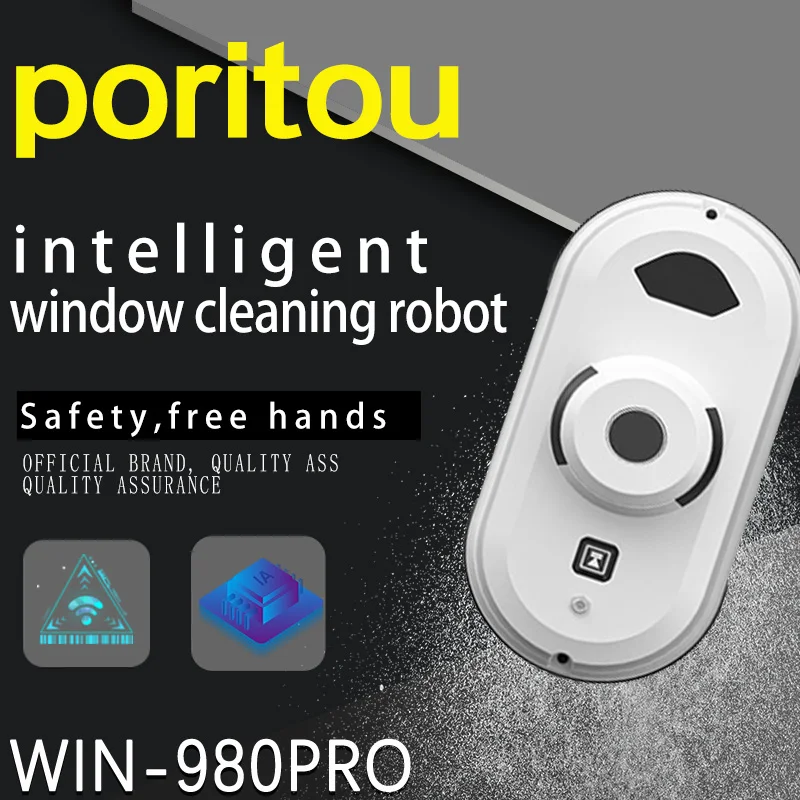 Poritou limpador de janela robô, ultra-fino robô elétrico, aspirador de pó janela de vidro anti-gota cinto de controle remoto cleanin de vidro