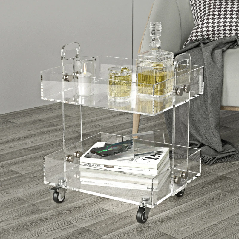 

Patent design for acrylic coffee table, Ins style transparent mobile small cart storage rack