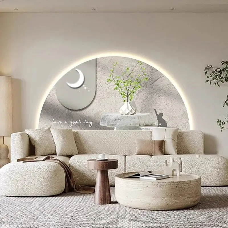2024 Living Room Decorative Painting LED Door Is Facing the Wall Light Wall Decoration Cream Wind High-Grade Light Luxury
