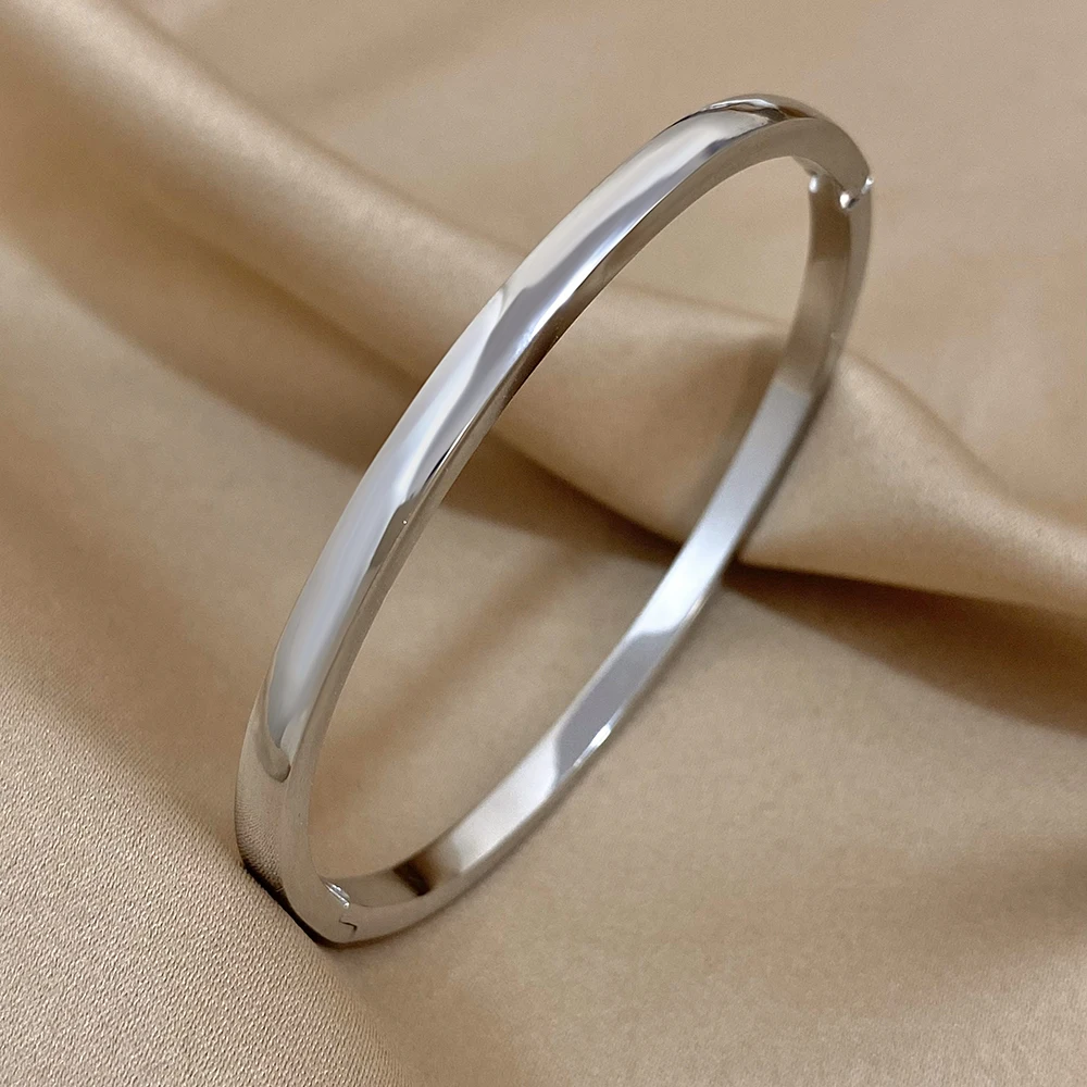 Greatera بسيط رقيقة 4 مللي متر واسعة الكفة سوار الفولاذ المقاوم للصدأ التصميم الأصلي ارتفع الذهب/الشظية اللون الرجال النساء الإسورة هدايا جديد #5