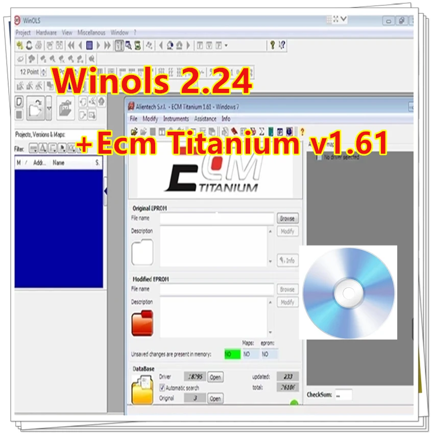 Winols 2,24 техобслуживание автомобиля + Ecm Titanium v1.61 26000 драйверы с разблокировкой патч + файлы Damos + PDF установка видео, бесплатная установка