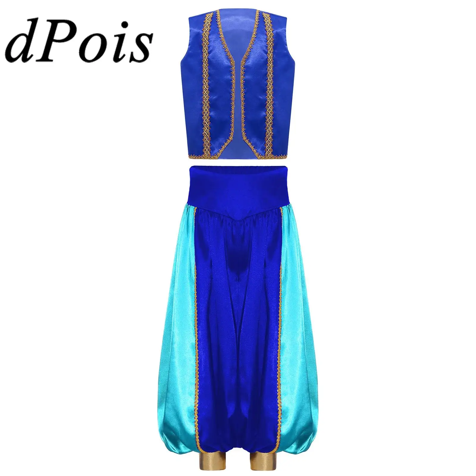 

Boys Arabian Prince Outfits Kids Waistcoat Vest Bloomers Belly Dance Performance Costumes Childs Arab Role-playing Pants Suits