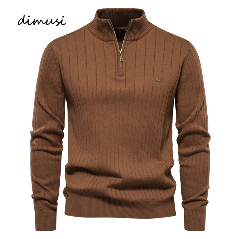 

DIMUSI Winter Men's Zipper Pullover Sweater Casual Man Stand Collar Warm Turtleneck Men Classic Sweaters Knitwear Clothing