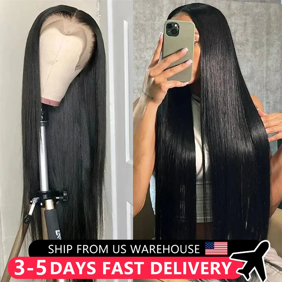 Lace Frontal Wig Bone Straight 13x4 13x6 Transparent Lace Front Human Hair Wigs 30 32Inch For Black Women Pre Plucked MYLOCKME