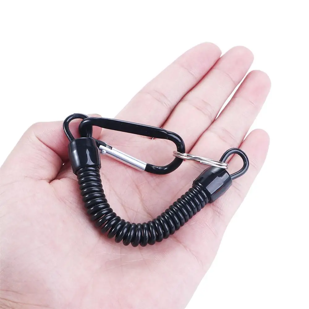 Flexible Accessories Camping Retractable Elastic Anti-lost Outdoor Tools Carabiner Spring Rope Lanyards Fishing String