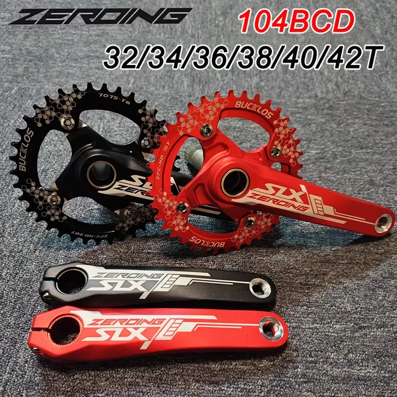 Bike Crankset Aluminum Alloy MTB Crank 170 Length 104BCD Mountain Bicycle Crankset Narrow Wide 32/34/36/38/40/42T Chainwheel