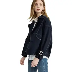 2023 Spring Autumn Jacket Fashion Trench Coat Female Design Sense Temperament Fashion Loose Casual Coat Navy Top Short Outwear