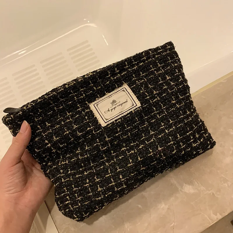 Simpatica borsa per il trucco Organizzatori con cerniera Pochette grande da donna per borsa di lusso Custodia estetica di moda Borsa da viaggio