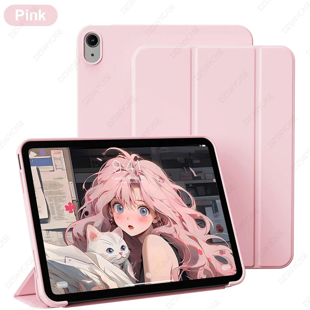Case voor iPad 11e (A16) 11 inch 2025/10e generatie 10,9 inch 2022, ondersteuning Auto Wake/Sleep, driebladige standaardcover, met zachte TPU-achterkant