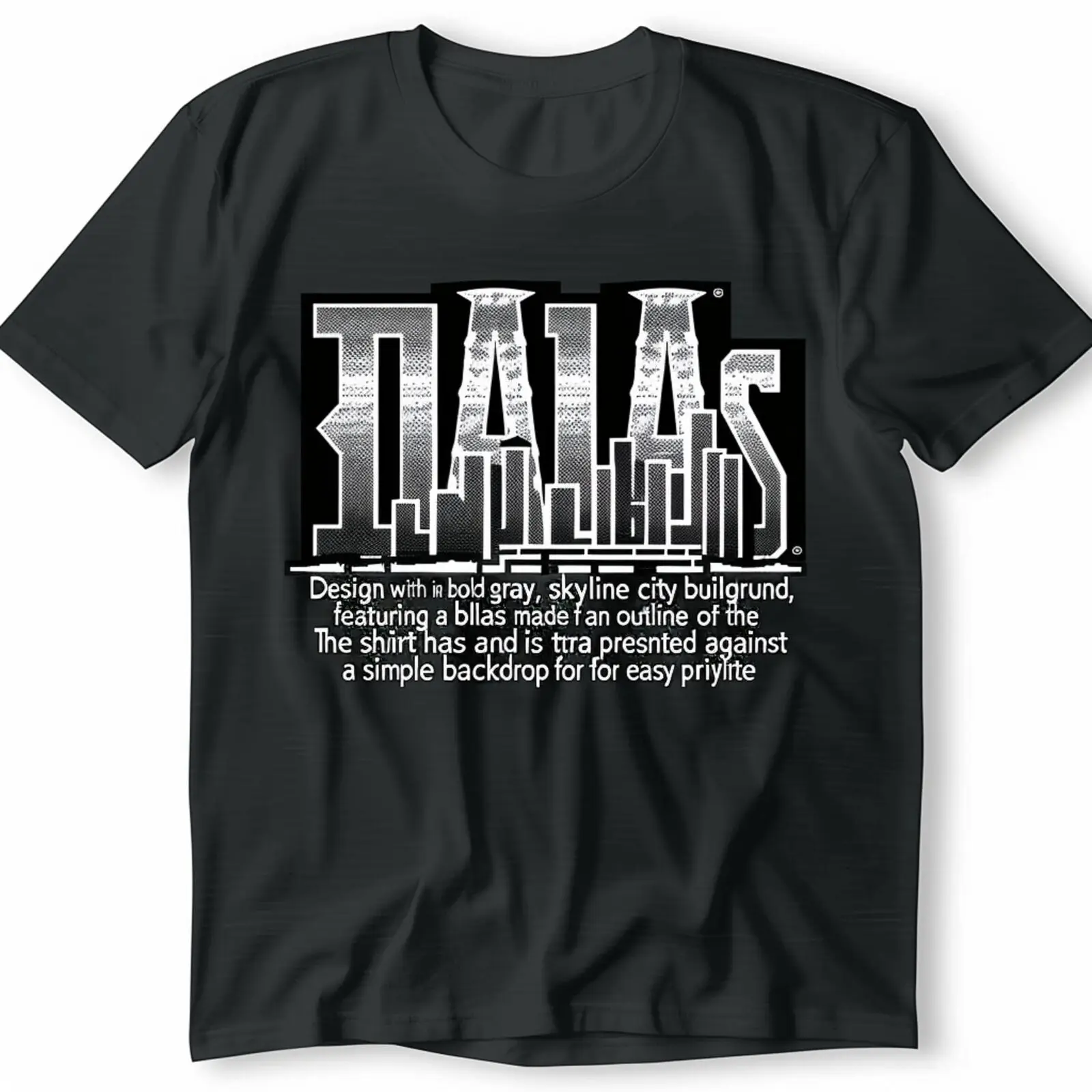 

Urban Skyline Black T Shirt Graphic Tee with City Buildings Outline Stylish Top