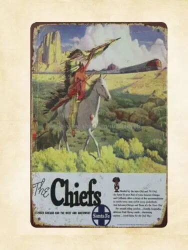 horse Chiefs Santa Fe Chicago Southwest metal tin sign home plaque-Aluminum
