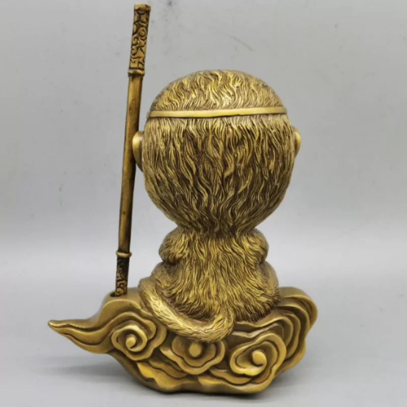 Antique Copper Collection Sun Wukong Statue Ornament Home Living Room Desktop Retro Decoration handicraft