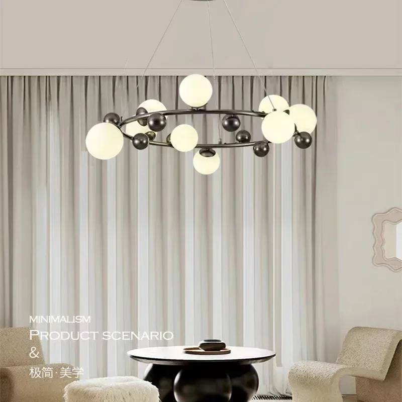 SANDYHA Unique Circular Magic Bean Pendant Lights Modern Chandelier for Restaurant Living Room Bedroom Stylish Lighting Fixture