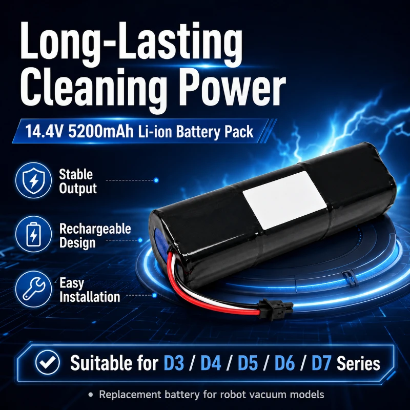 14.4V 18650 Sweeping Robot Lithium Battery Is Suitable for D5/d6/d7 and Other Models of Rechargeable Replacement Batteries