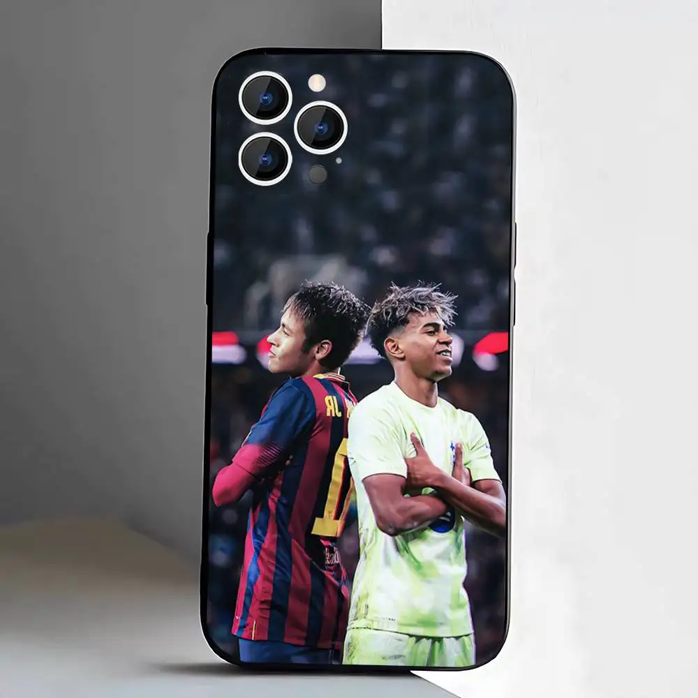 حافظة هاتف كرة القدم 19 L-Lamines لهاتف iPhone 17,16,15,14,13,12,11,Pro,XS,Max,XR,Plus,E,SE4,غطاء ناعم أسود صغير