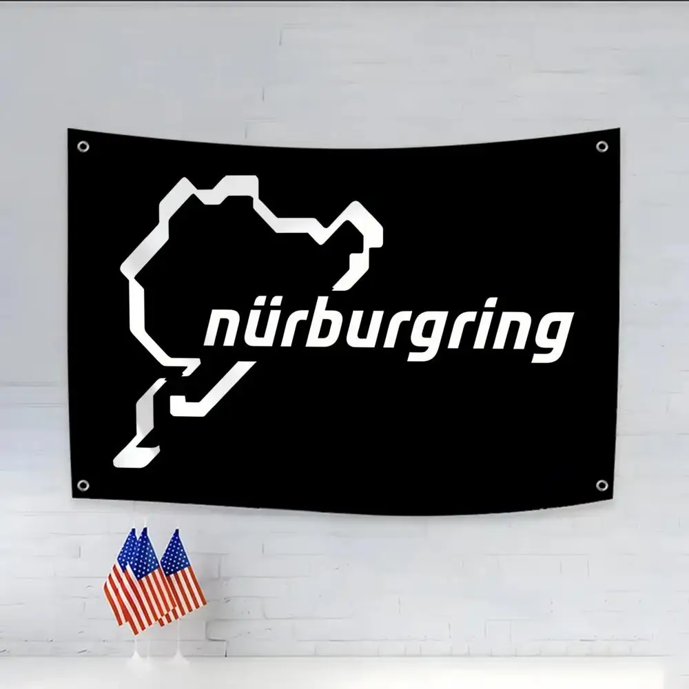 Simple Germany N-Nurburgrings Circuit Flags flags four rings hanging no edging for indoor use and outdoor decor easy hanging