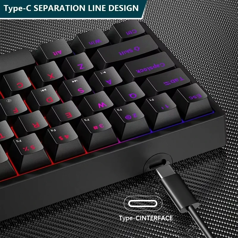 K620 Green Axis Mini Gaming Mechanical Keyboard 61 Keys Rgb Hotswap Type-c Wired Gaming Pbt Keycaps Ergonomics Keyboards