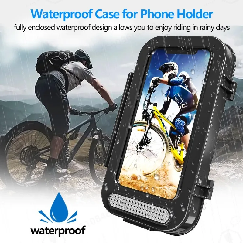 Waterproof Touch Screen Bike Phone Holder Cycling Navigation Mount Bracket For Bicycle Electric Scooter Food Delivery Use