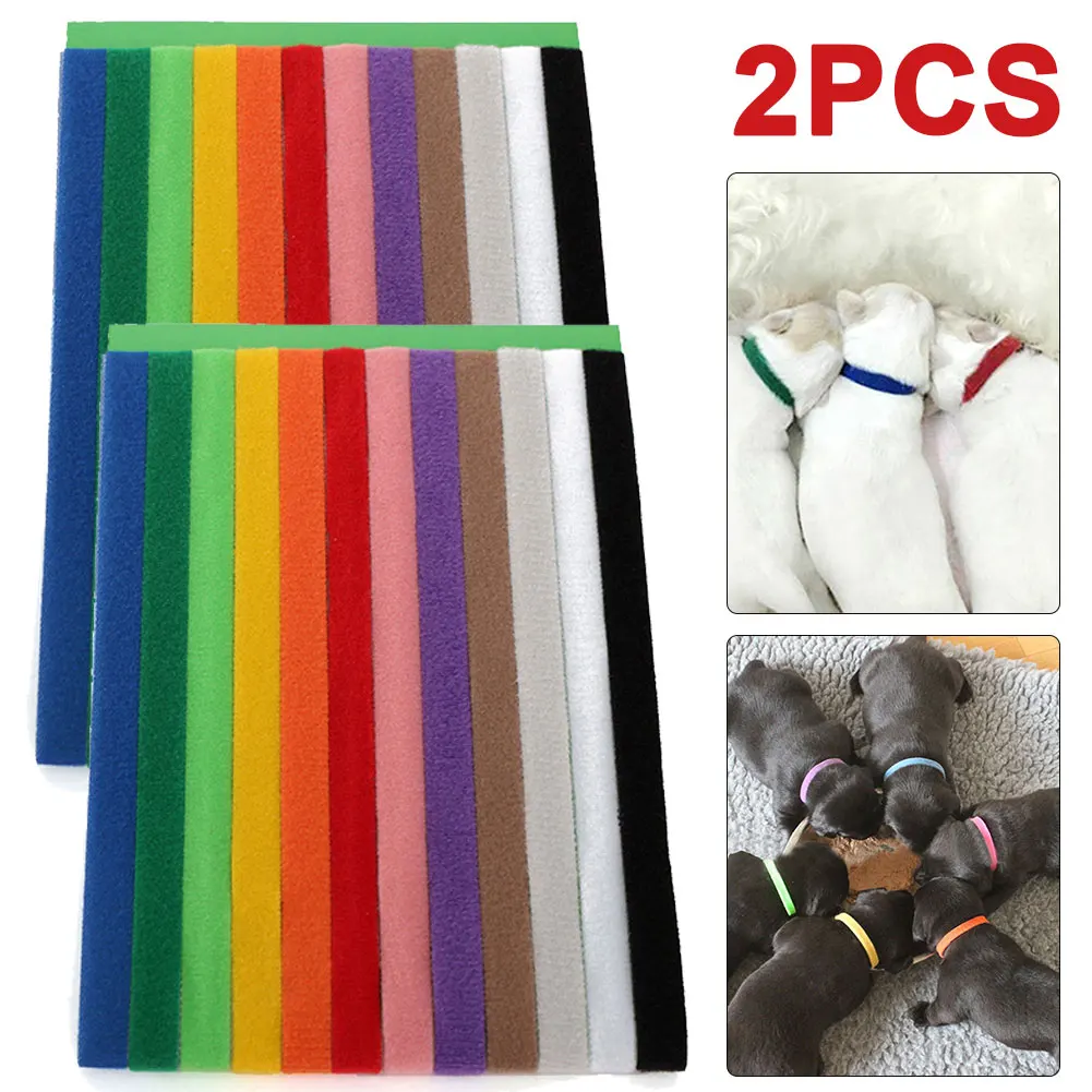 12Pcs Puppy Collars Newborn Puppy Collars Adjustable Kittens Band Hook and Loop Fastener Pet Identification Collars Pet Supplies