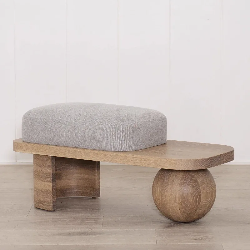 

Винтажная скамейка для спальни ваби-саби из цельного дерева, простая тканевая скамейка для переодевания обуви в прихожей, диван-скамья с мячом для сидения