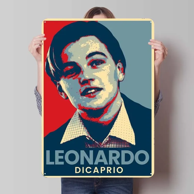 LEONARDO DICAPRIO YOUNG Sign Celebrities Poster Gaming Room Decoration Retro Metal Tin Sign Plaque for Wall Decoration Art Mural