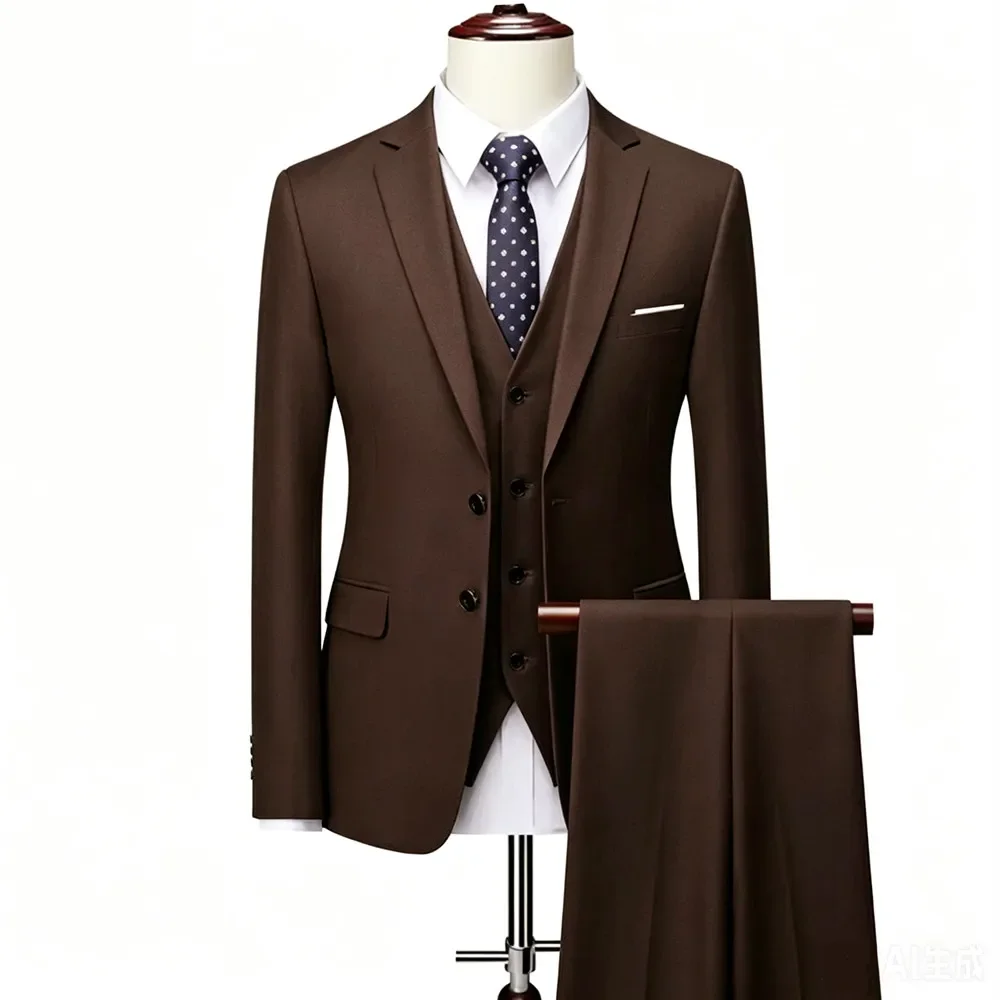 Herren Formeller Slim Fit Smoking Anzug Männlicher Bräutigam Hochzeitsanzug Hochwertige Trauzeugen Luxus Kleidung Business Bankett Party Anzug – Detail 5