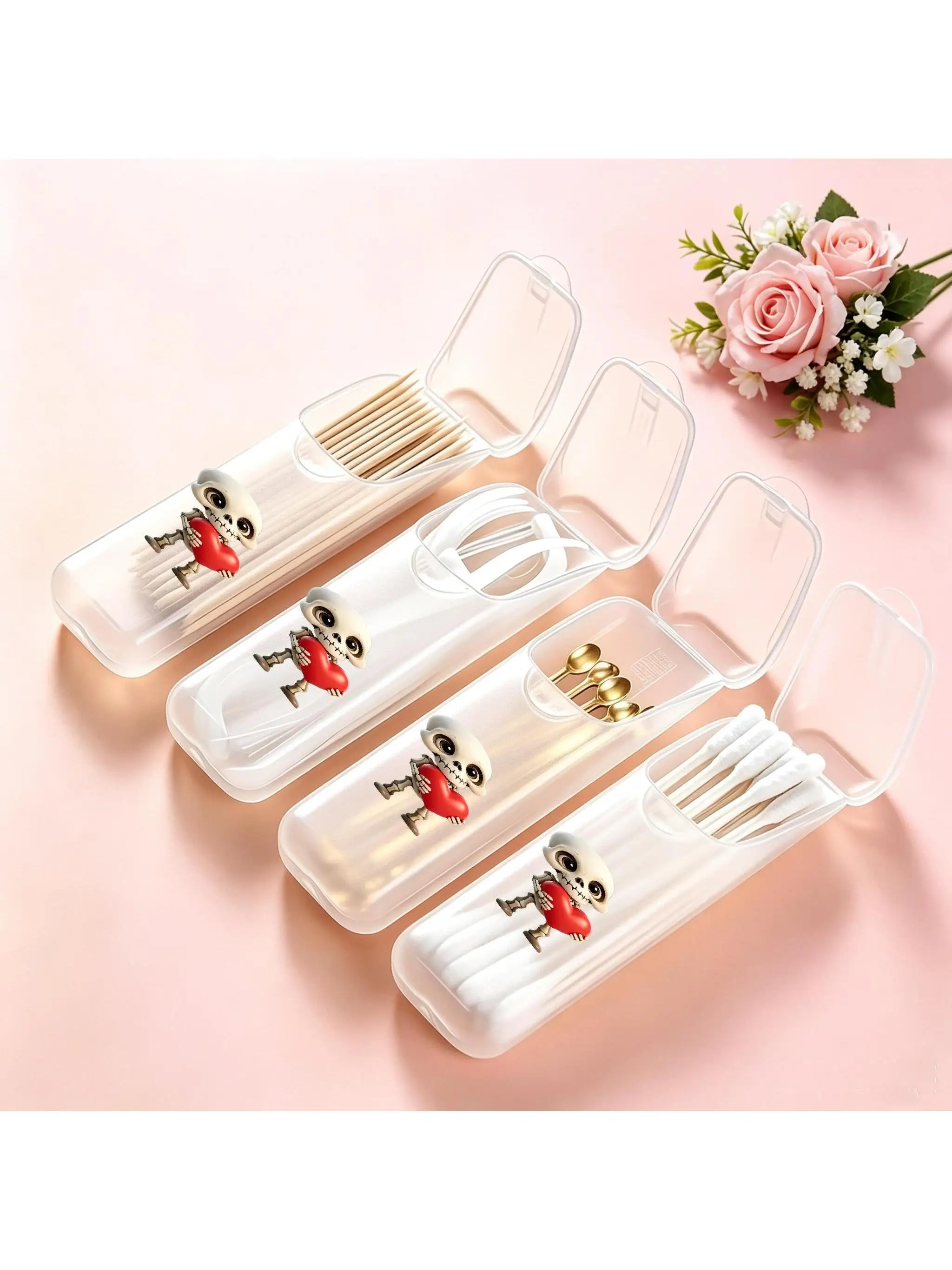 Skull Mini Storage Box, Travel Pill & Capsule Case, Food-Grade PP Container for Toothpicks, Dental Floss, Small Parts & Tiny Ite