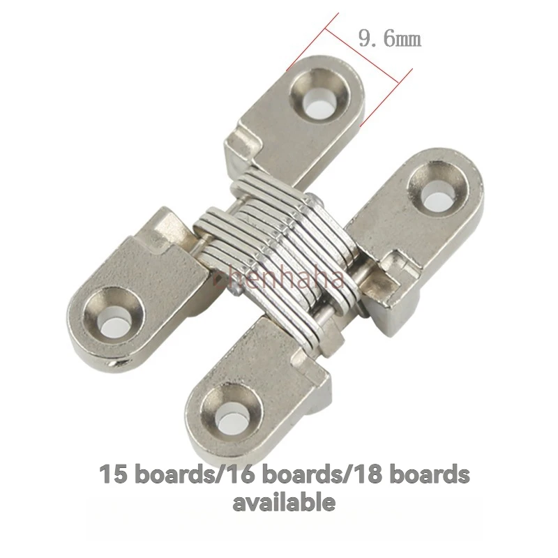 Mini 43mm Zinc Alloy Hidden Cross Door Hinge for 15/16/18 Board Cabinet Invisible Door Hinge Compact Silent Mechanism