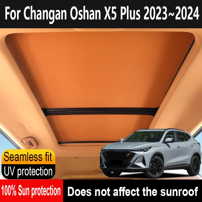 

Car Sunroof Insulation Roof Visor For Changan Oshan X5 Plus 2023~2024 2023 Anti-UV Electrostatic Adsorption Sky Curtain Sunshade
