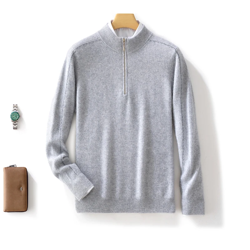 100% lana merino color block maglione con mezza cerniera collo finto pullover a maniche lunghe cashmere abbigliamento basic morbido e confortevole