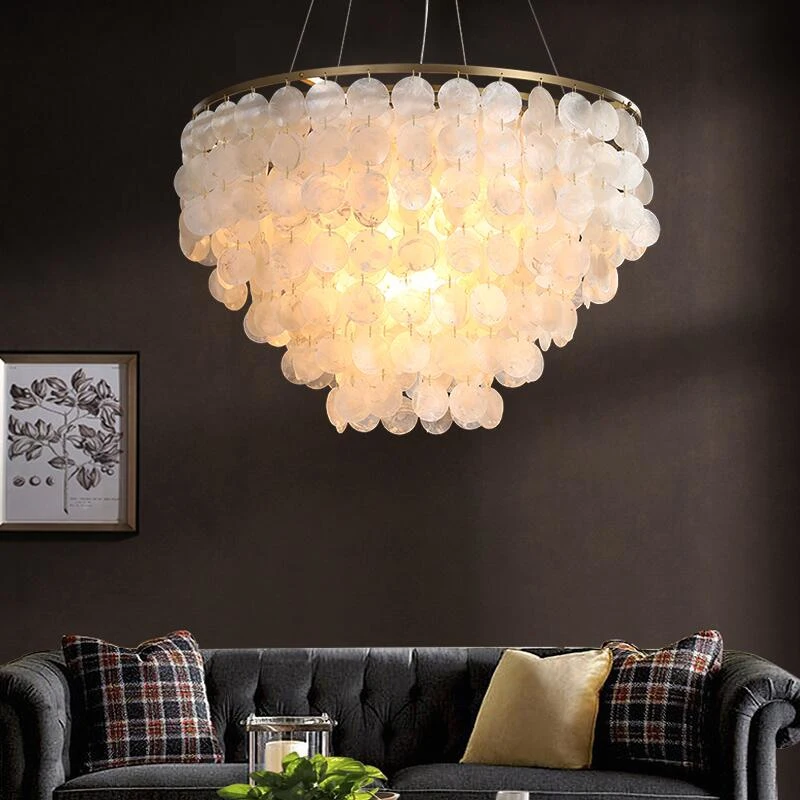 

Modern shell chandelier gold living room decorative lighting Nordic LED lamps simple creative island lamps