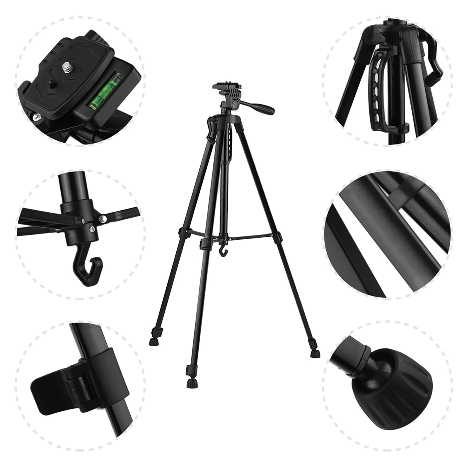 Andoer Treppiede leggero per fotografia Lega di alluminio Capacità di carico massima di 3 kg. Supporto per telefono altezza 135 cm/53 pollici per telefono con fotocamera DSLR