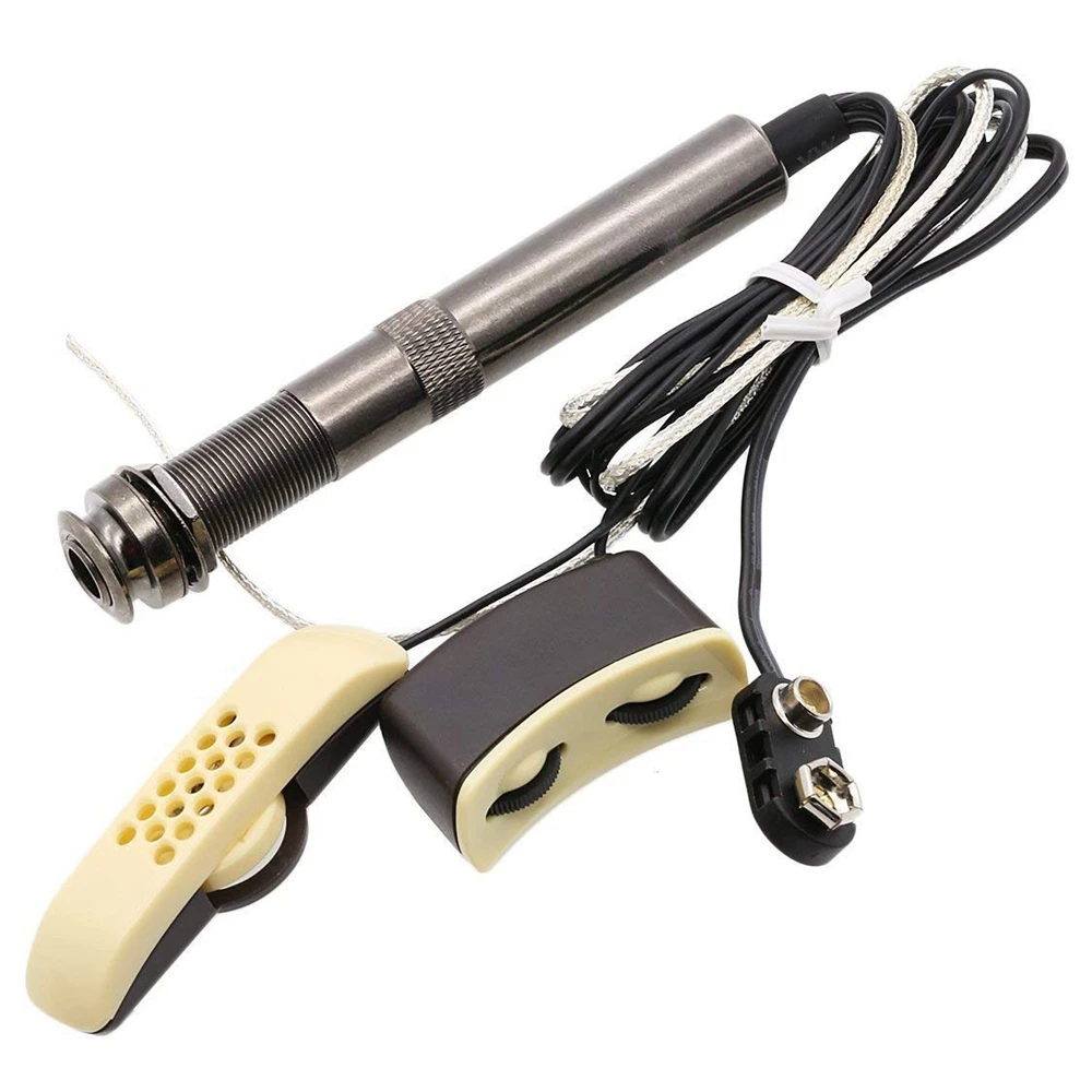 กีตาร์อะคูสติกพื้นบ้าน A-202 กีตาร์ Equalizer Piezo Pickup เครื่องขยายเสียงจูนเนอร์แจ็คเอาต์พุต 6.35 มม.(พร้อมไมโครโฟน) ร้อน