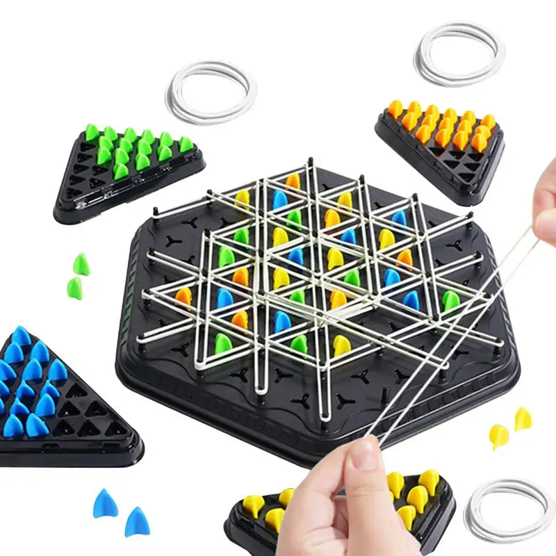 Chain Chess Rubber Band Game Geometry Chain Chess Game Interactive Brain Teaser Strategy Game for Kids Triangle Chess Game