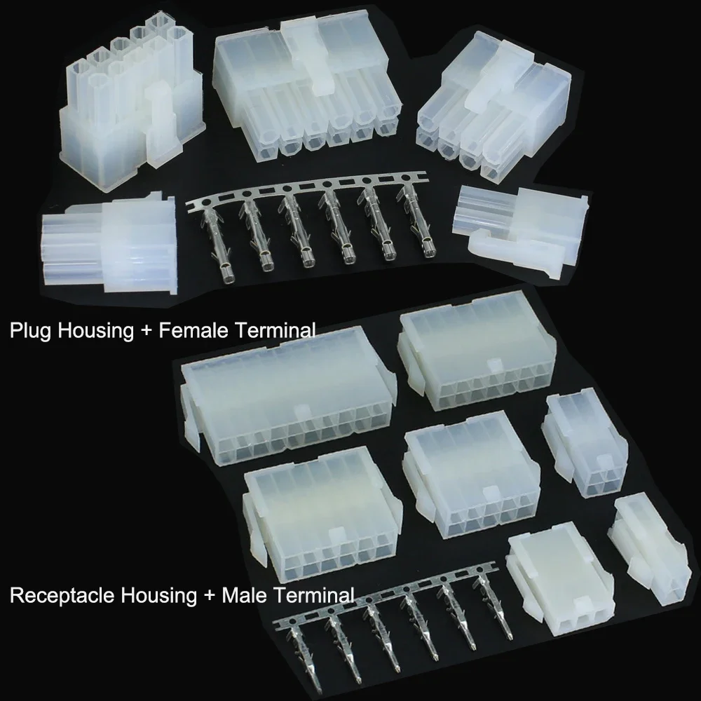 10Set 4.2mm 0.165" MOLEX Mini-Fit 5557/5559/5566/5569 Dual Row 2*1/2/3/4/5/6/8P Male Plug Female Receptacle Terminal Connector