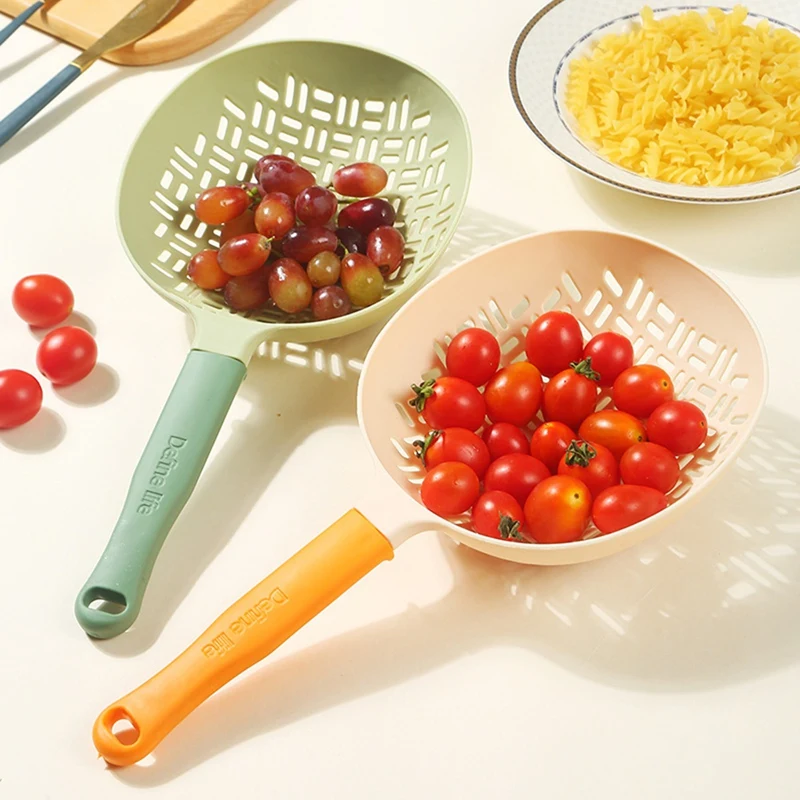 ABRW-Colador escopo, mango colador de silicona, colador colador, cuchara de silicona para cocinar, colador de cuchara colador de Pasta