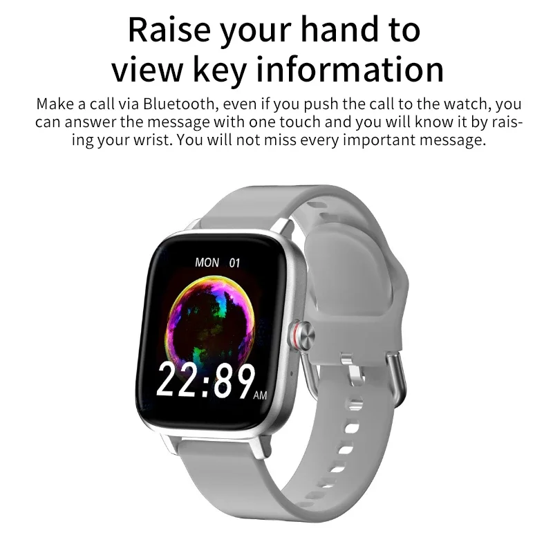 For Android IOS Waterproof Bluetooth Music Watches Full Touch Bracelet Clock Smart Watch Women Custom Dial Smartwatch