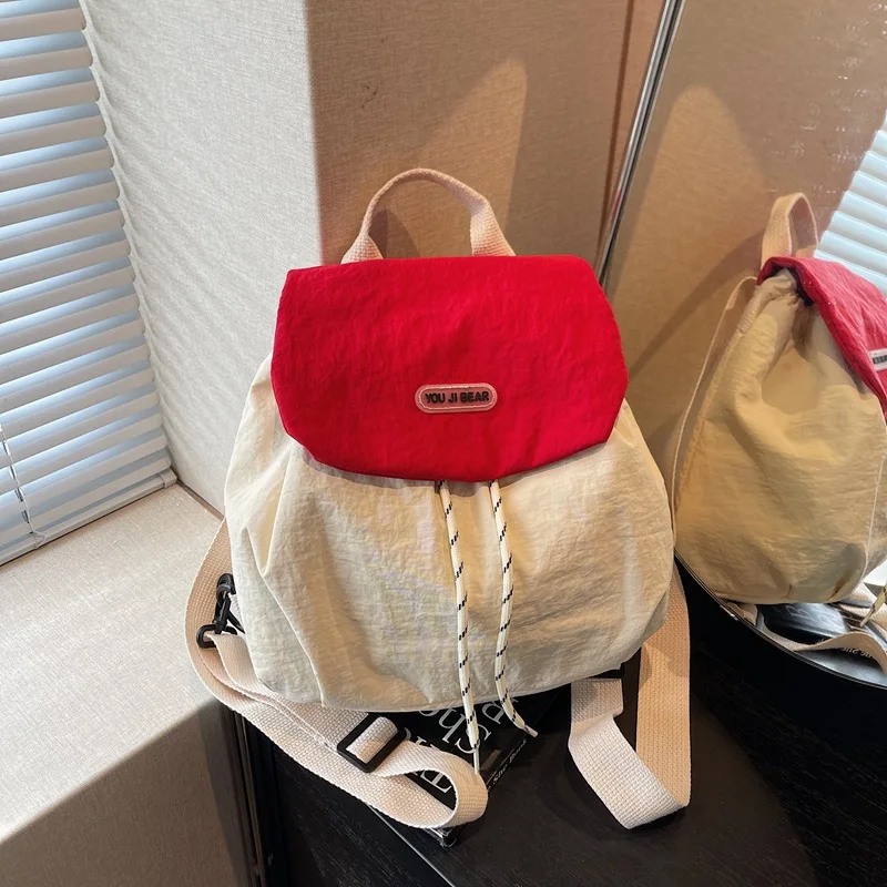 1pcs Soft Washed Fabric Korean Women Backpack Solid Color Large Storage Lightweight Travel Casual Daypack image 6