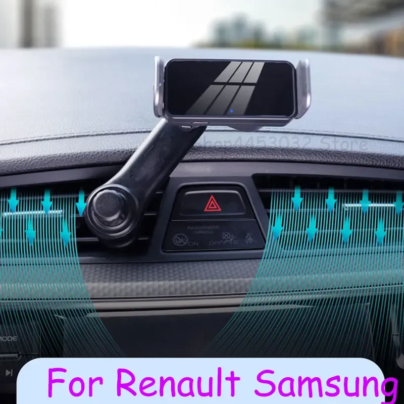 Electric Car Cell Phone Holder For Renault Samsung SM5 SM7 EX2 Auto Clamping Air Vent Mount  Accessories